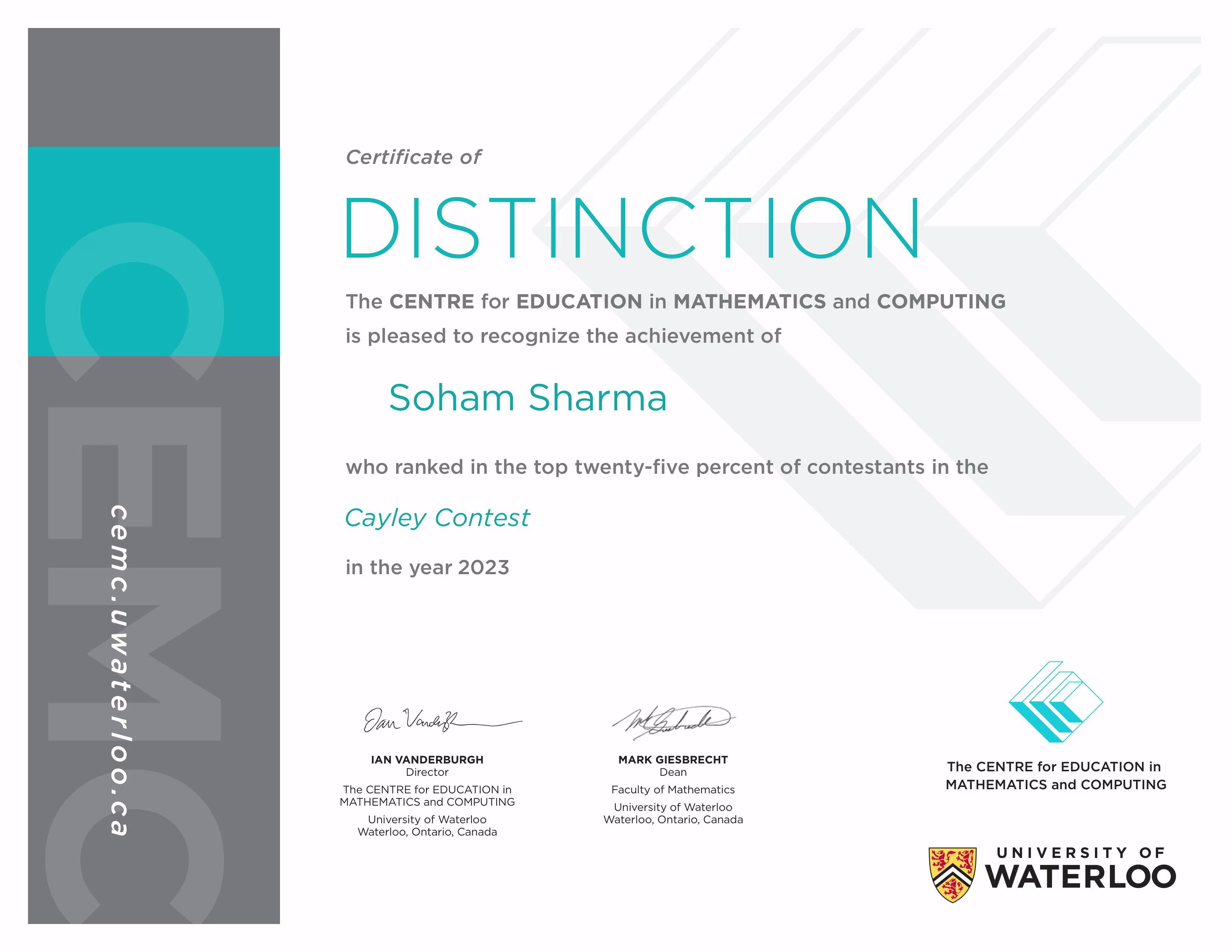 Cayley Certificate